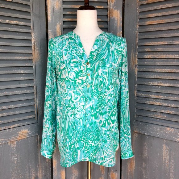 Lilly Pulitzer Delray Silk Tunic Bungle In The Jungle Sz S - Picture 1 of 16